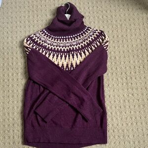 Tommy Hilfiger Plum and Beige Cowl Neck Sweater